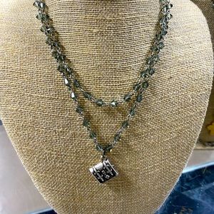 French Kande Double Strand Black Swarovski with Tronc Pendant
